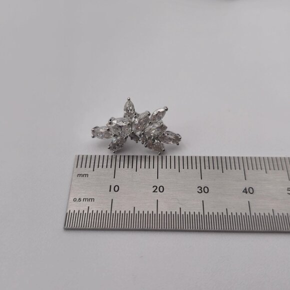 Sterling Silver Moissanite Diamond Bright Cluster Earrings A2029 - Picture 7 of 8